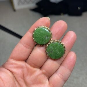 Vintage P.R.K. Cuff links with Jade stone and 1/20 12 KT GF 12 Karat Gold-Filled